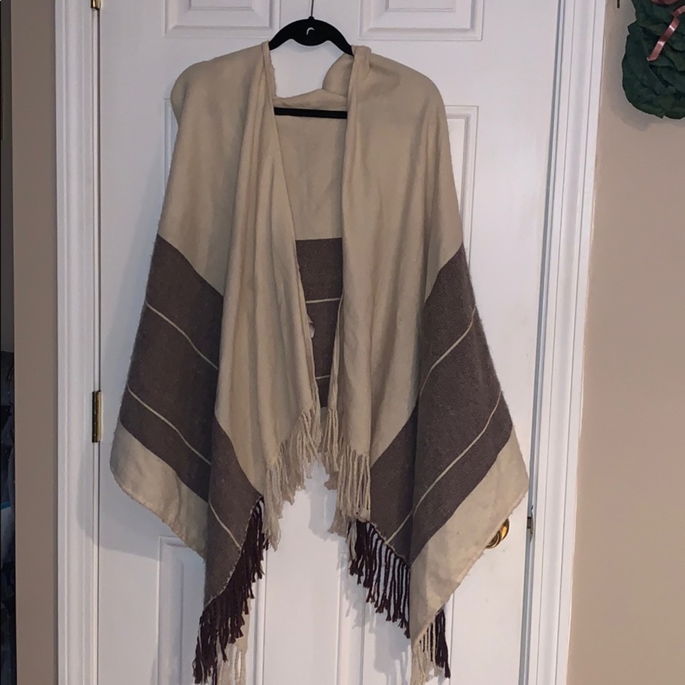 Ann Taylor Loft Hooded Shawl Poncho Wrap OS